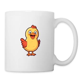 Huhn-Karikatur-Kawaii-Aquarellillustration - Tasse - Weiß - Rechts