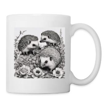 Igel-Familie - Tasse - Weiß - Rechts