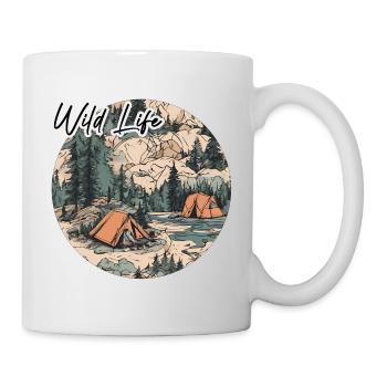Forêt / Sauvage / Tente / Nature sauvage / Arbres / Vie - Mug blanc - blanc - Droite