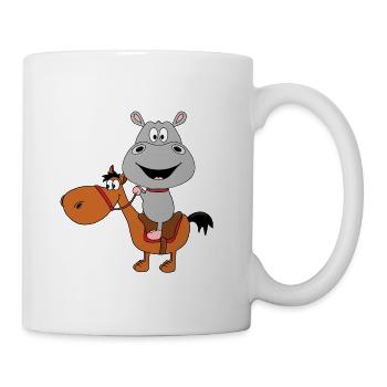 NILPFERD - FLUSSPFERD - HIPPO - PFERD - PONY - Tasse - Weiß - Rechts
