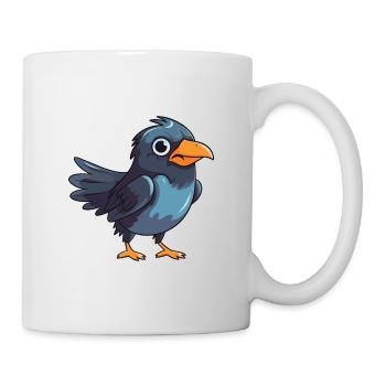 Crow Cartoon Kawaii Watercolor Illustration - Mug - white - Right