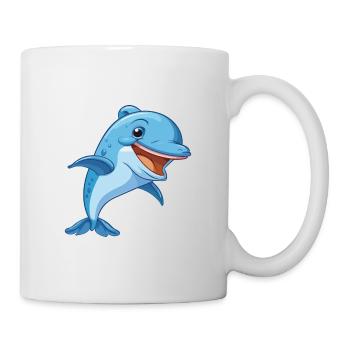 Dolphin Cartoon Kawaii Watercolor Illustration - Mug - white - Right
