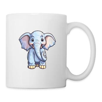 Elefantenkarikatur Kawaii Aquarellillustration - Tasse - Weiß - Rechts
