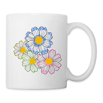 blooming cosmei flower floral pattern floral floral - Mug - white - Right