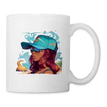 Frau mit roten Haaren - Tasse - Weiß - Rechts
