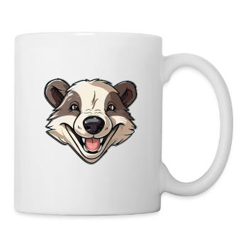 Blaireau Mignon Dessin Animé Kawaii Aquarelle Illustration - Mug blanc - blanc - Droite
