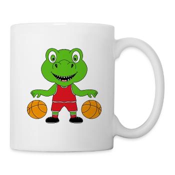 BASKETBALL - SPORT - DINO - DINOSAURIER - KINDER - Tasse - Weiß - Rechts