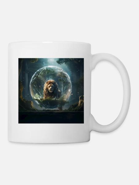 Dimensionaler Löwe - Tasse - Weiß