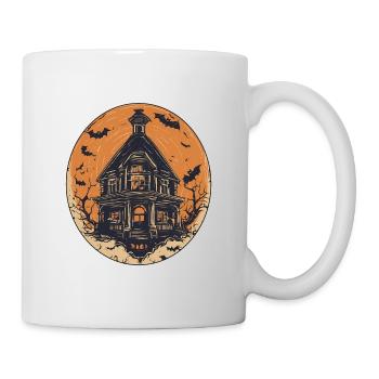 Horror Haus / Halloween / Fledermäuse / Comic - Tasse - Weiß - Rechts