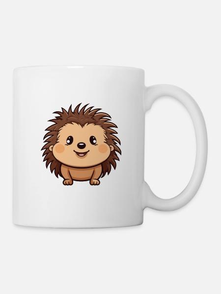 Igelkarikatur Kawaii Aquarellillustration - Tasse - Weiß