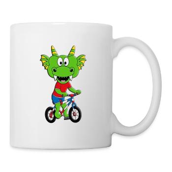 FAHRRAD - RAD - RADFAHRER - DRACHE - KIND - BABY - Tasse - Weiß - Rechts