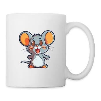 Maus-Cartoon-Kawaii-Aquarell-Illustration - Tasse - Weiß - Rechts