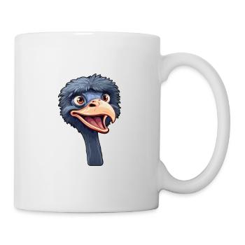 Straußenkarikatur Kawaii Aquarellillustration - Tasse - Weiß - Rechts