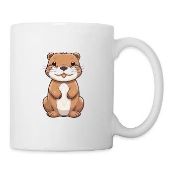 Otter Cartoon Kawaii Watercolor Illustration - Mug - white - Right