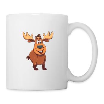 Moose Cartoon Kawaii Watercolor Illustration - Mug - white - Right