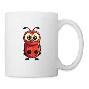 Marienkäfer-Karikatur-Kawaii-Aquarell-Illustration - Tasse - Weiß - Rechts