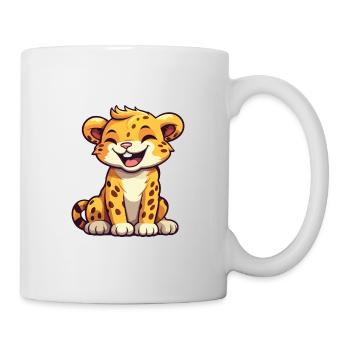Leopard Cartoon Kawaii Aquarelle Illustration - Mug blanc - blanc - Droite