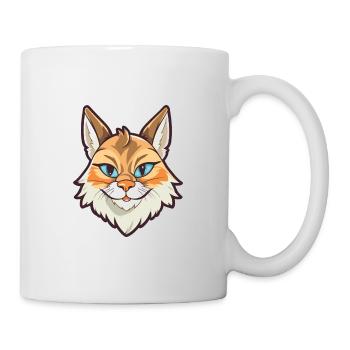 Luchskarikatur Kawaii Aquarellillustration - Tasse - Weiß - Rechts