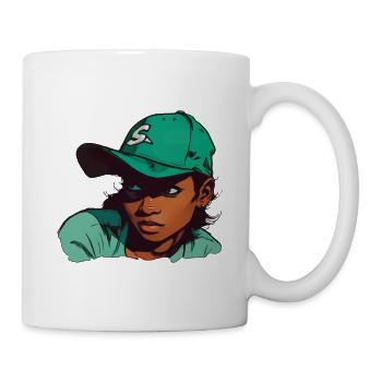 Fille à la peau claire en chapeau de baseball - Mug blanc - blanc - Droite