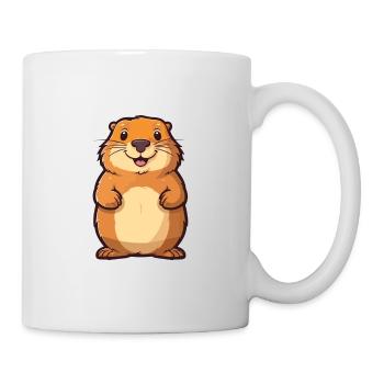 Murmeltier-Karikatur-Kawaii-Aquarell-Illustration - Tasse - Weiß - Rechts