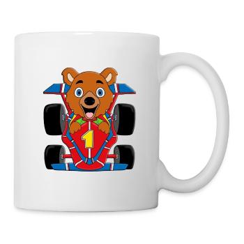 BÄR - TEDDY - AUTO - RENNFAHRER - AUTORENNEN - Tasse - Weiß - Rechts