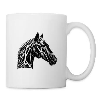 Pferdekopf elegant in Geometrie - Tasse - Weiß - Rechts