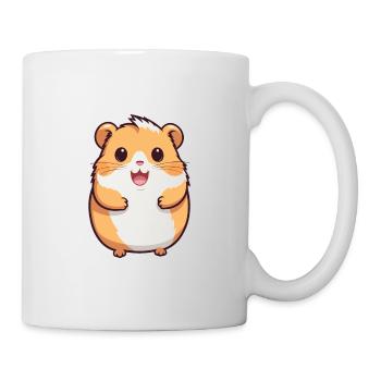 Hamster-Karikatur-Kawaii-Aquarell-Illustration - Tasse - Weiß - Rechts