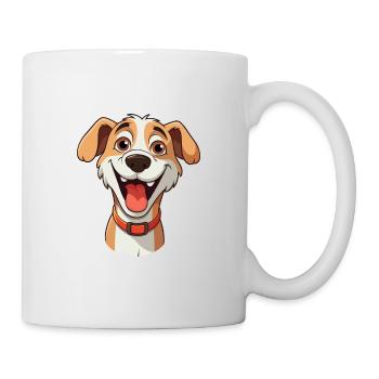 Drôle de chien Cartoon Kawaii Aquarelle Illustration - Mug blanc - blanc - Droite