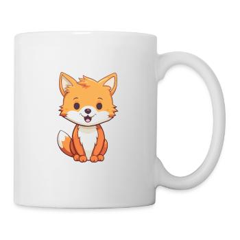 Fuchs-Karikatur-Kawaii-Aquarell-Illustration - Tasse - Weiß - Rechts
