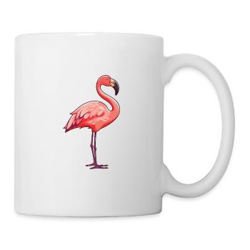 Flamingo Cartoon Kawaii Watercolor Illustration - Mug - white - Right