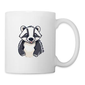 Badger Cartoon Kawaii Aquarelle Illustration - Mug blanc - blanc - Droite