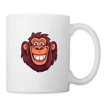 Babouin Cartoon Kawaii Aquarelle Illustration - Mug blanc - blanc - Droite