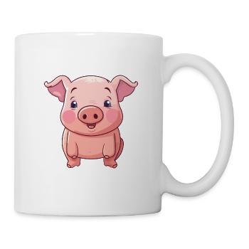 Pig Cartoon Kawaii Watercolor Illustration - Mug - white - Right