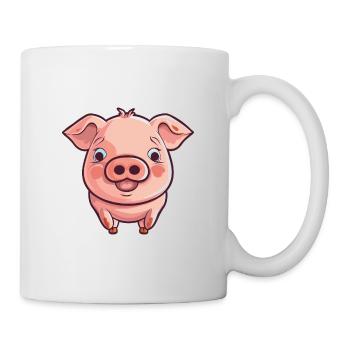 pig Cartoon Kawaii Watercolor Illustration - Mug - white - Right