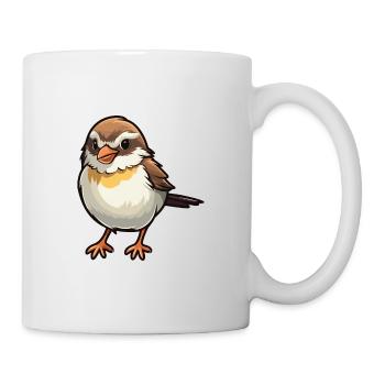 Sparrow Cartoon Kawaii Watercolor Illustration - Mug - white - Right