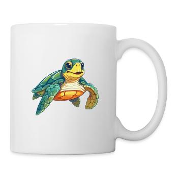 Sea Turtle Cartoon Kawaii Watercolor Illustration - Mug - white - Right