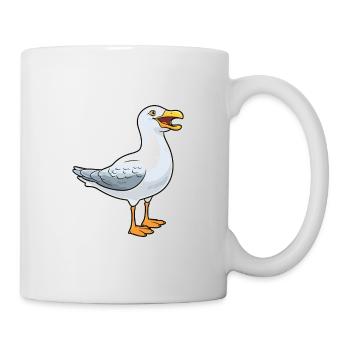 Seagull Cartoon Kawaii Watercolor Illustration - Mug - white - Right