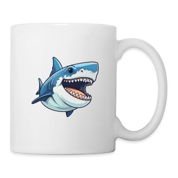 Shark Cartoon Kawaii Watercolor Illustration - Mug - white - Right