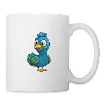 Peacock Cartoon Kawaii Aquarelle Illustration - Mug blanc - blanc - Droite