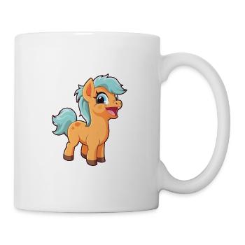 Pony-Karikatur-Kawaii-Aquarell-Illustration - Tasse - Weiß - Rechts