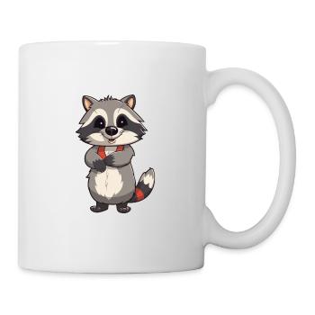 Racoon Cartoon Kawaii Aquarelle Illustration - Mug blanc - blanc - Droite
