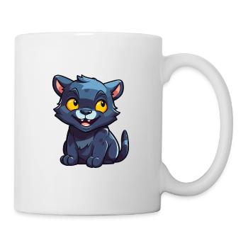 Panther Cartoon Kawaii Aquarelle Illustration - Mug blanc - blanc - Droite