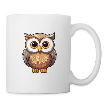 Owl Cartoon Kawaii Watercolor Illustration - Mug - white - Right