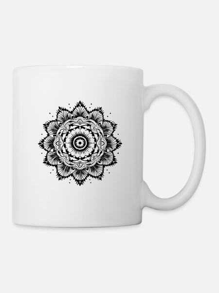 Yogi, Prana Mandala in schwarz - Tasse - Weiß