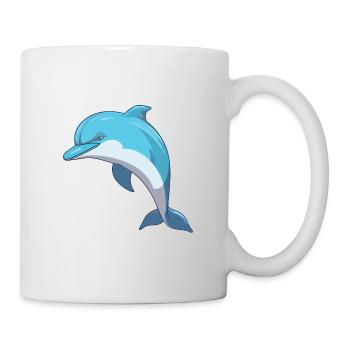 Bottlenose Dolphin Cartoon Kawaii Illustration - Mug - white - Right