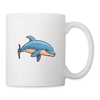 Große Tümmlerwal-Karikatur-Kawaii-Illustration - Tasse - Weiß - Rechts