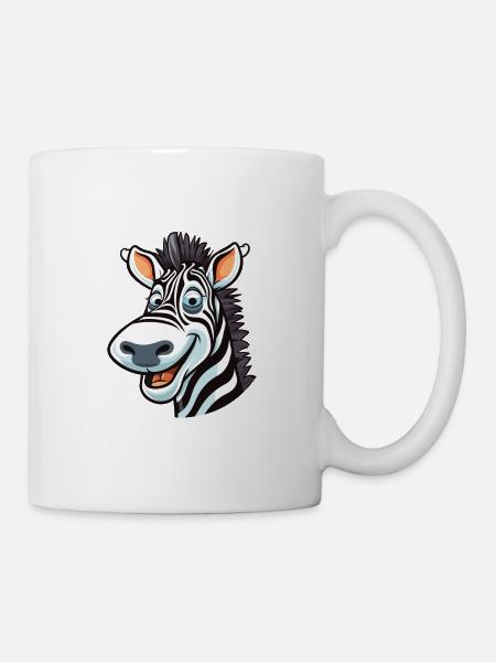 Zebra Cartoon Kawaii Aquarelle Illustration - Mug blanc - blanc
