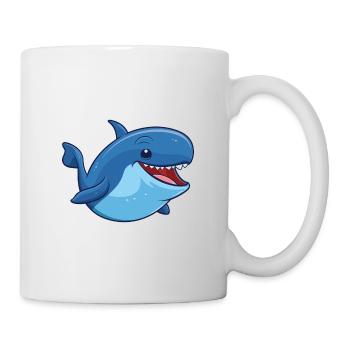 Wal-Karikatur-Kawaii-Aquarell-Illustration - Tasse - Weiß - Rechts