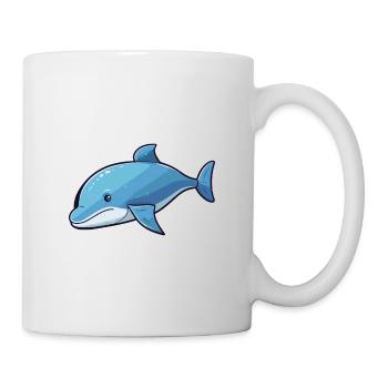 Blue Whale Cartoon Kawaii Watercolor Illustration - Mug - white - Right