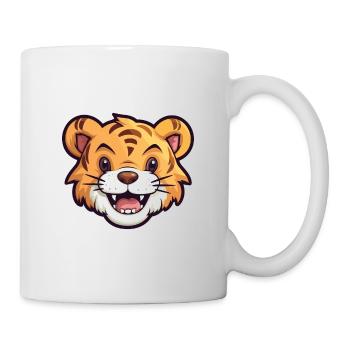Tiger-Karikatur-Kawaii-Aquarell-Illustration - Tasse - Weiß - Rechts